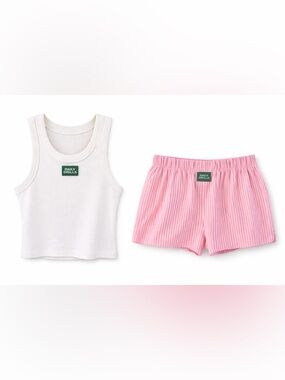 Daily Drills SET Poplin Resort Shorts in Pink/White Stripes/Tank